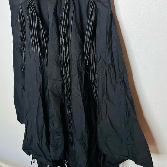 BIBHU MOHAPATRA Black Mid Cutout Fringe Detail Western Midi Dress size 8 - Picture 7 of 11